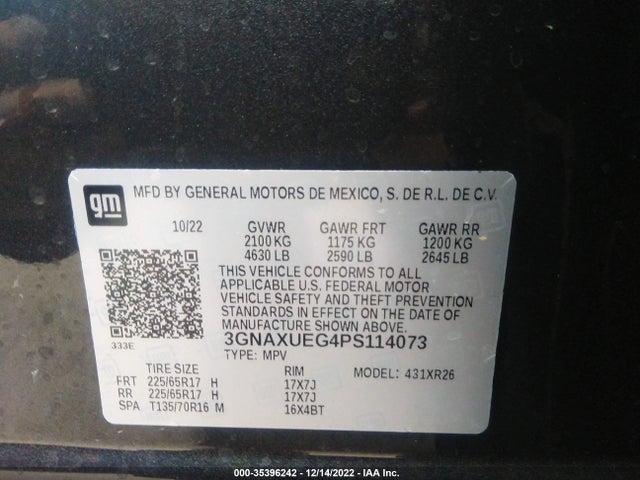 Chevrolet EQUINOX LT 2023 3GNAXUEG4PS114073 Image 9