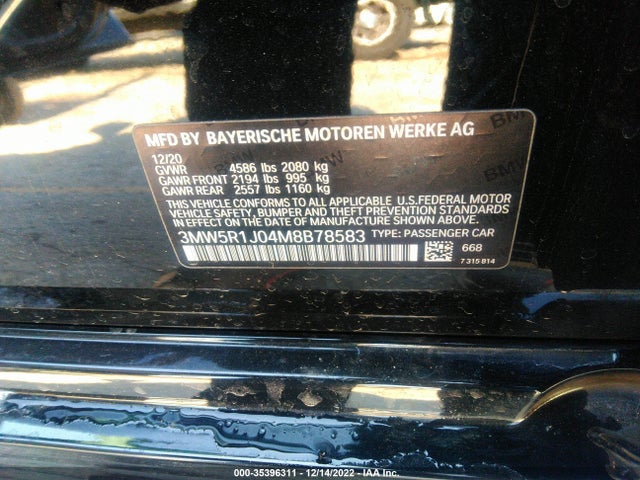 BMW 3 Series 330i 2021 аукцион фото