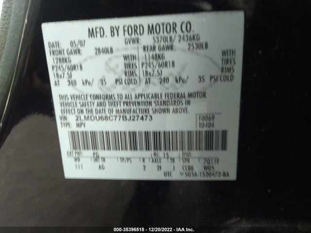 Lincoln MKX 2007 2LMDU68C77BJ27473 Image 10