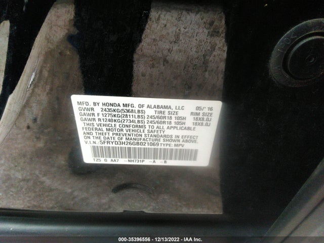 2016 Acura MDX, VIN: 5FRYD3H26GB021069