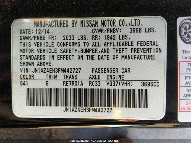 2015 Nissan Z, VIN: JN1AZ4EH3FM442727