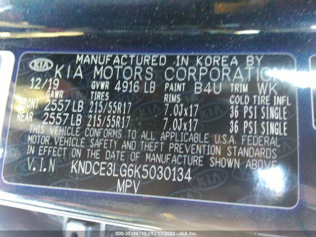 KNDCE3LG6K5030134 KIA Niro Ev Ex Premium
