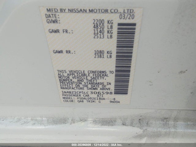2020 Nissan Leaf, VIN: 1N4BZ1CP5LC306598
