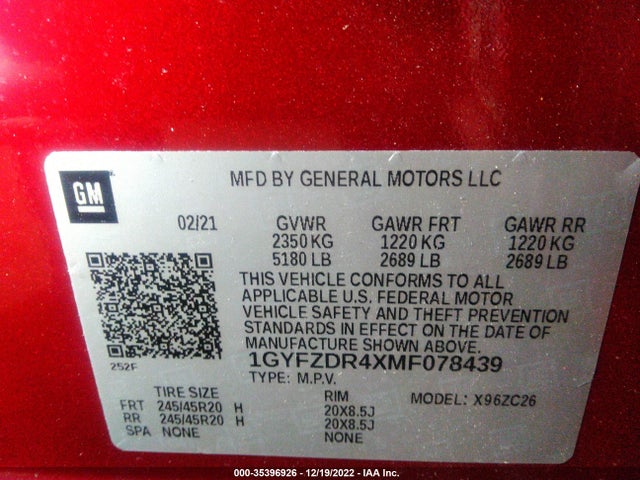 2021 Cadillac XT4, VIN: 1GYFZDR4XMF078439