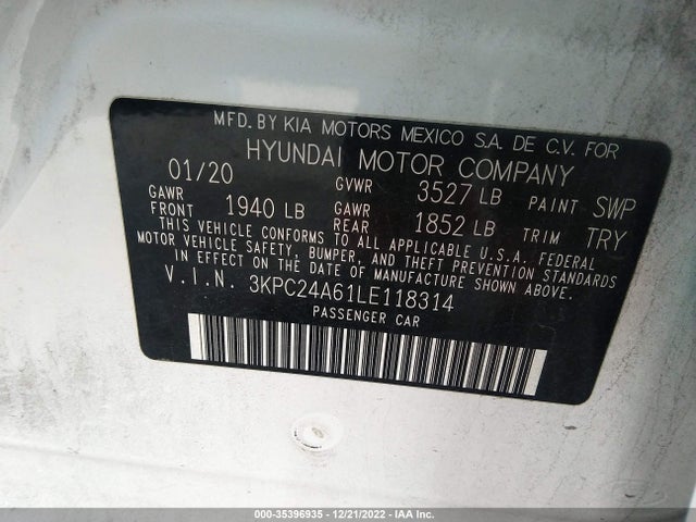 2020 Hyundai Accent, VIN: 3KPC24A61LE118314