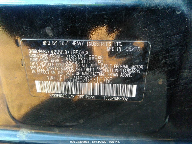2016 Subaru Impreza, VIN: JF1GPAB62G8310766