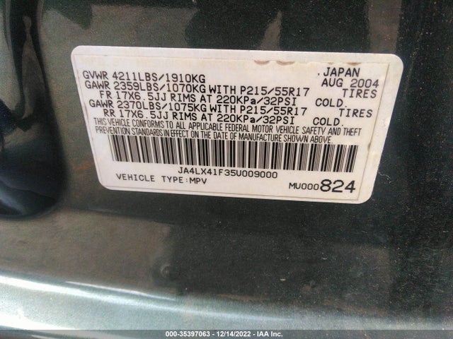 JA4LX41F35U009000 Mitsubishi Outlander Xls