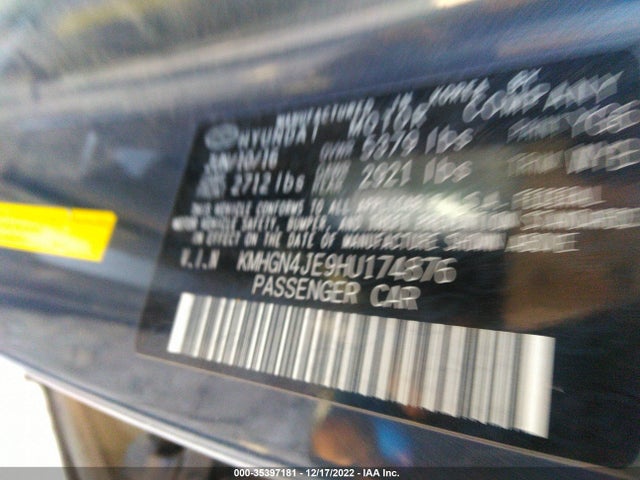 2017 Genesis G80, VIN: KMHGN4JE9HU174876