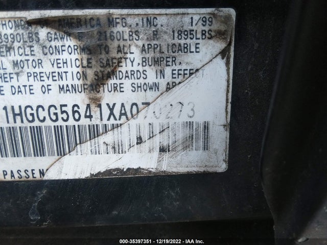 1999 HONDA ACCORD SDN LX VIN: 1HGCG5641XA070273