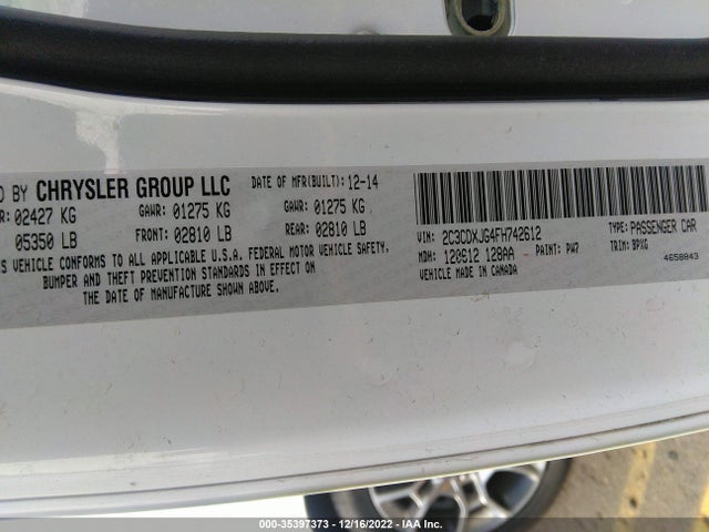 Dodge Charger Sxt 2015 2C3CDXJG4FH742612 Image 9