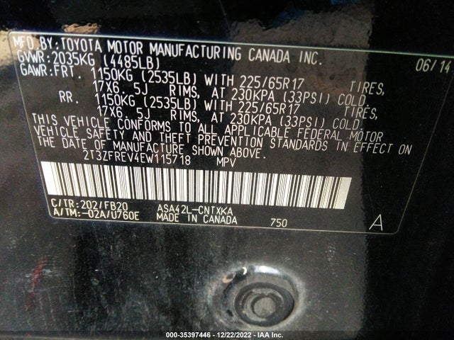 Toyota RAV4 LE 2014 2T3ZFREV4EW115718 Image 11