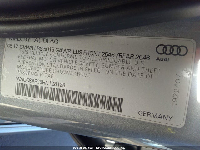 2017 Audi A6, VIN: WAUC8AFC5HN128128