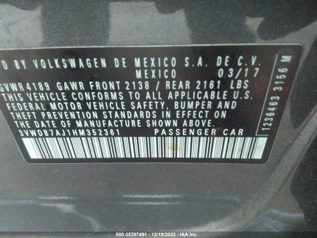Volkswagen Jetta 1.4t Se 2017 3VWDB7AJ1HM352361 Image 9