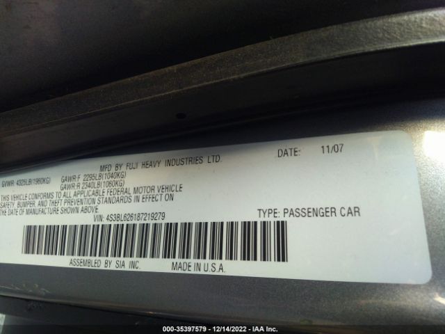 4S3BL626187219279 Subaru Legacy Ltd