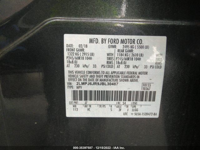 2LMPJ6JR9JBL30487 Lincoln Mkx Premiere