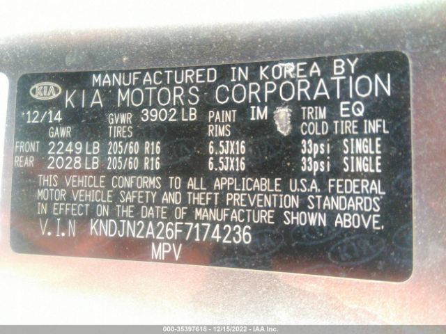 KNDJN2A26F7174236 KIA Soul Base