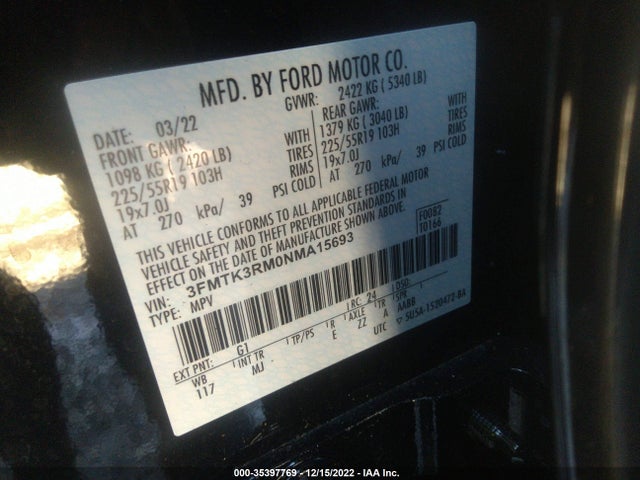 2022 Ford Mustang, VIN: 3FMTK3RM0NMA15693