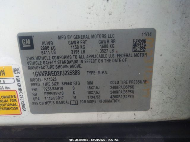 1GKKRNED2FJ225888 GMC ACADIA SLE