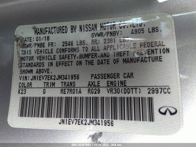 2018 Infiniti Q60, VIN: JN1EV7EK2JM341956