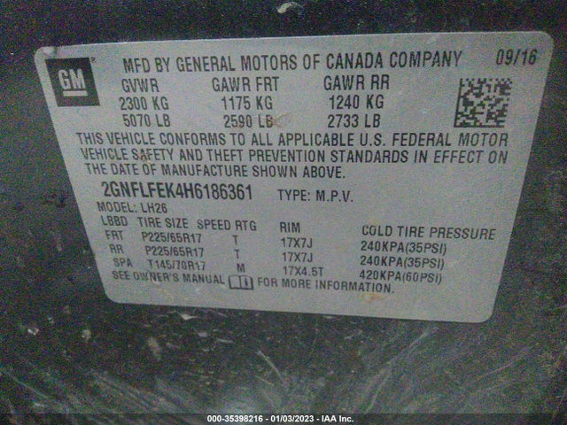 Chevrolet EQUINOX LT 2017 2GNFLFEK4H6186361 Image 10