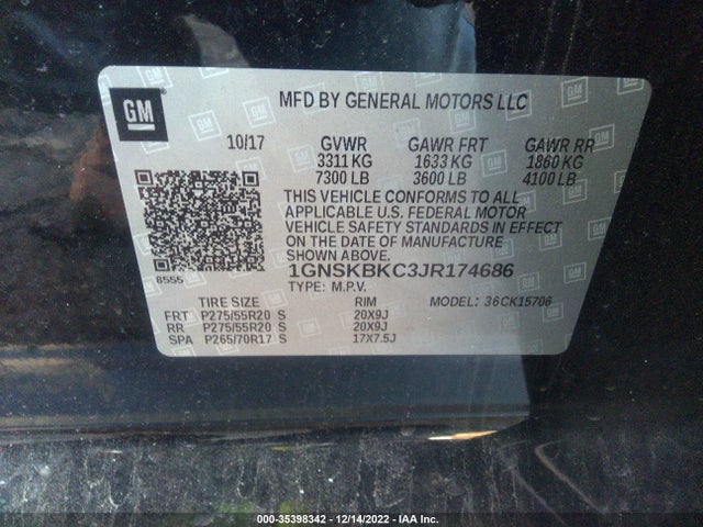 2018 Chevrolet Tahoe, VIN: 1GNSKBKC3JR174686