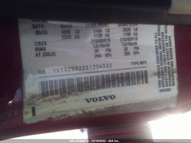 Volvo XC70 2005 YV1SZ592251204522 Image 10