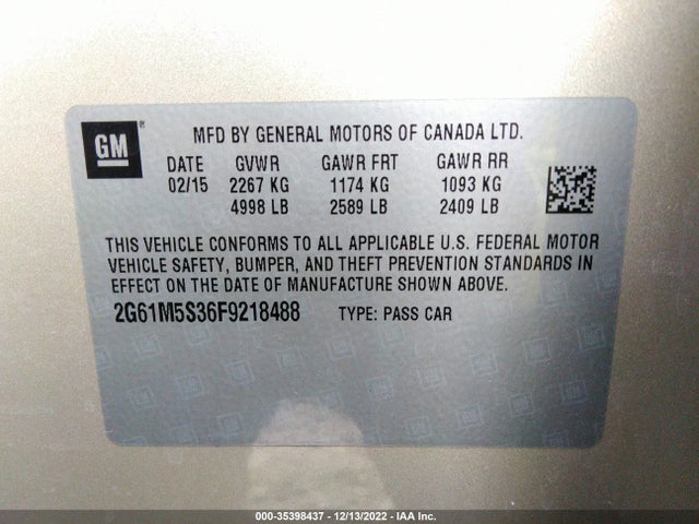 Cadillac XTS LUXURY 2015 2G61M5S36F9218488 Image 9