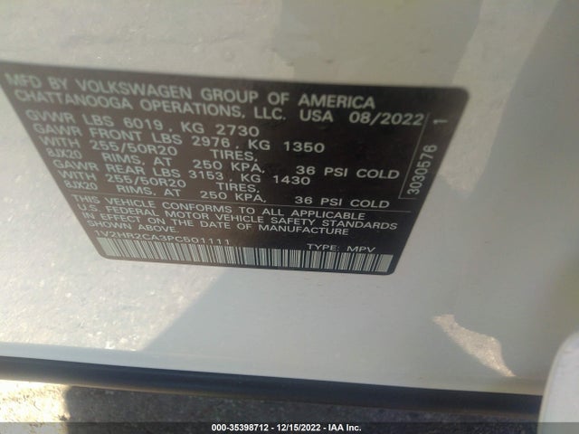 2023 Volkswagen Atlas, VIN: 1V2HR2CA3PC501111