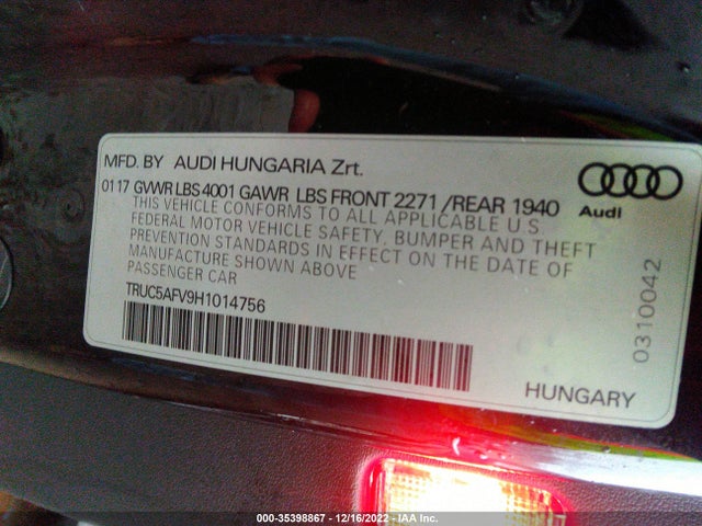 2017 Audi TT, VIN: TRUC5AFV9H1014756