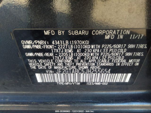 JF2GTABC5JH255654 Subaru Crosstrek Premium