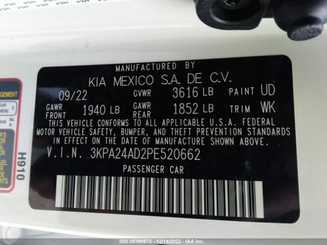 3KPA24AD2PE520662 KIA RIO S