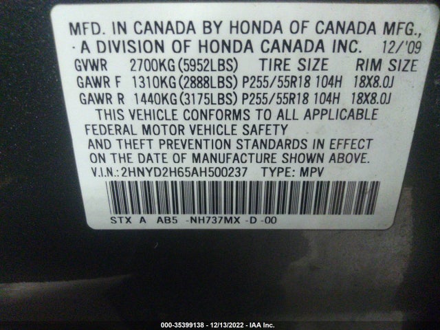 Acura Mdx Technology Pkg 2010 2HNYD2H65AH500237 Image 10