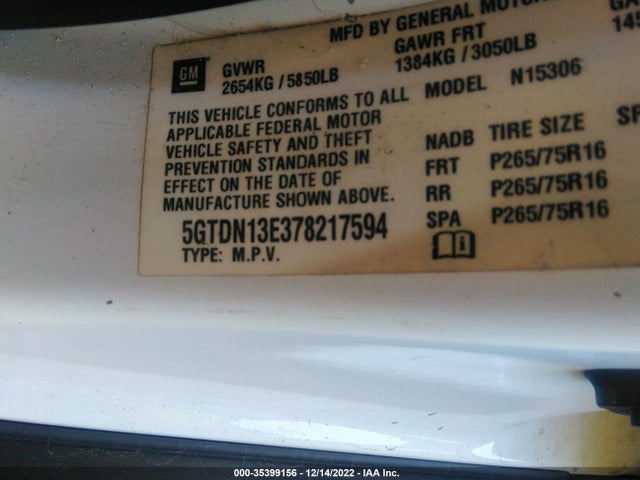 5GTDN13E378217594 Hummer H3