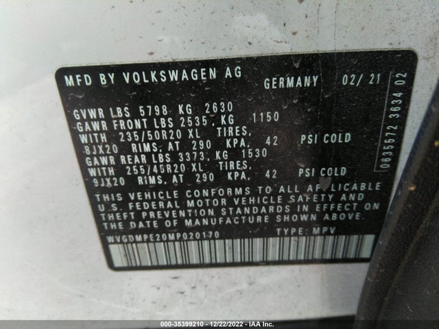 2021 Volkswagen ID.4, VIN: WVGDMPE20MP020170
