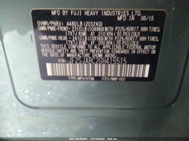JF2SJABC2GH415515 Subaru Forester 2.5i