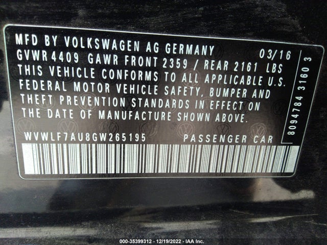 2016 Volkswagen Golf R, VIN: WVWLF7AU8GW265195