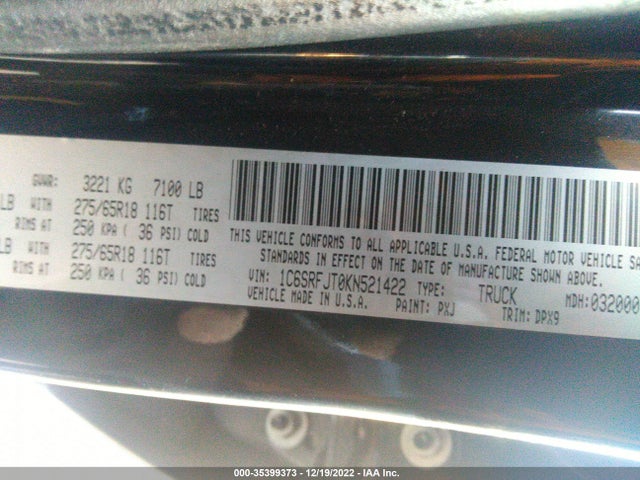 1C6SRFJT0KN521422 RAM 1500 Laramie
