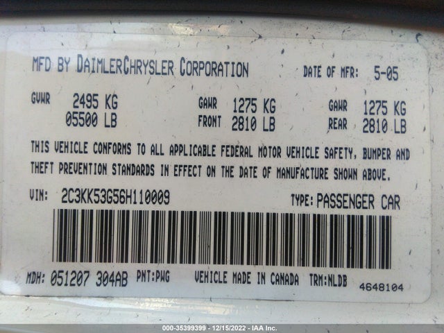2C3KK53G56H110009 Chrysler 300 Touring