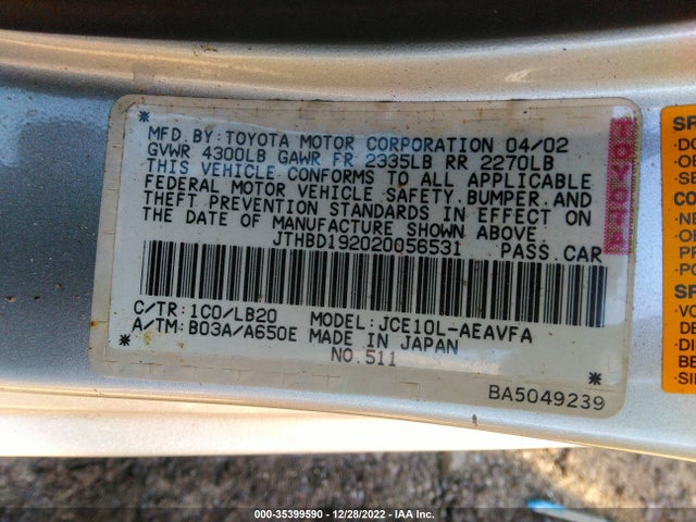 Lexus IS 300 2002 JTHBD192020056531 Image 11