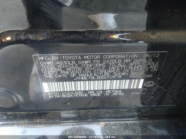 Lexus GS 350 2013 JTHBE1BL2D5010978 Image 9