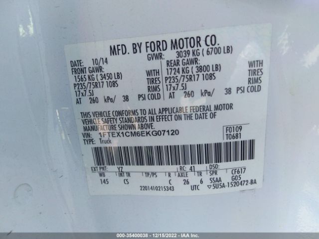 1FTEX1CM6EKG07120 Ford F-150 Xl/stx/xlt