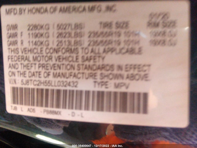 2020 Acura RDX, VIN: 5J8TC2H55LL032432