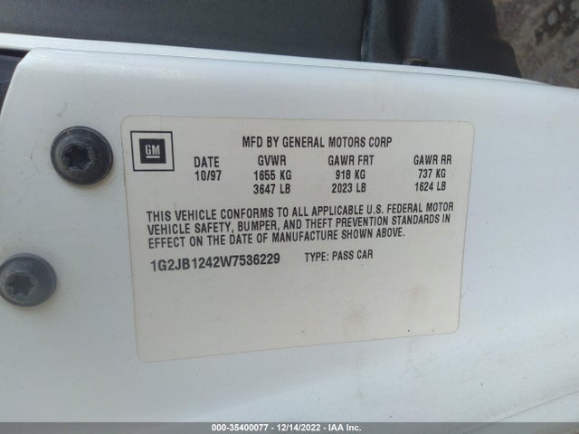 1998 PONTIAC SUNFIRE SE VIN: 1G2JB1242W7536229