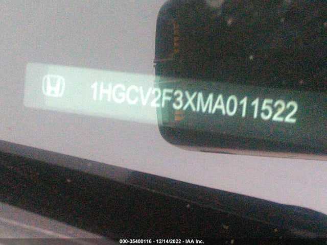 2021 HONDA ACCORD SEDAN SPORT VIN: 1HGCV2F3XMA011522