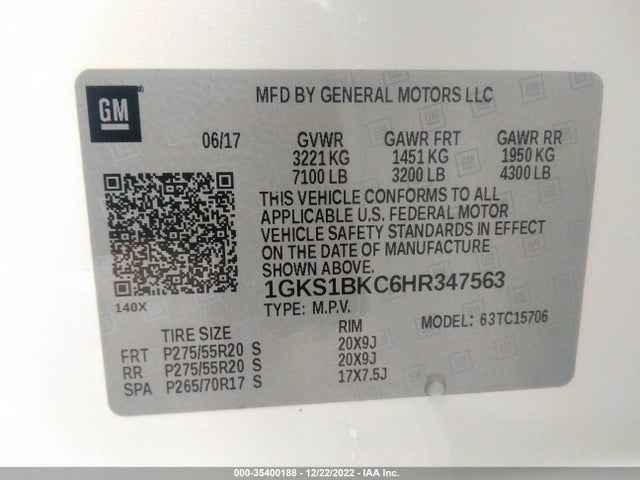 GMC YUKON SLT 2017 1GKS1BKC6HR347563 Image 9