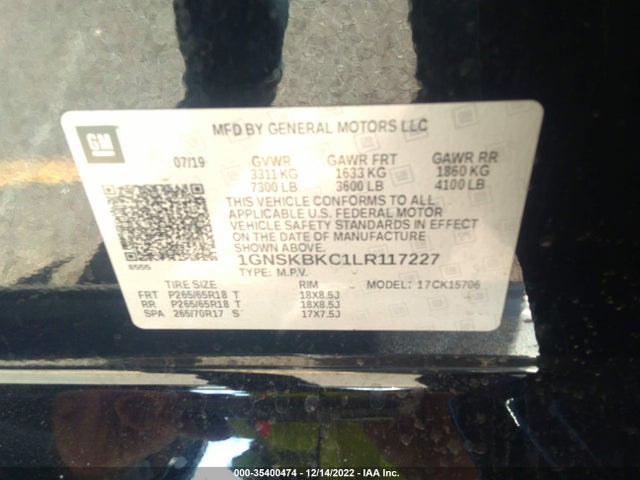 2020 Chevrolet Tahoe, VIN: 1GNSKBKC1LR117227