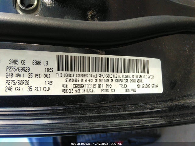 35400536 :رقم المزاد ، 1C6RD6KT3CS191810 vin ، 2012 Ram 1500 Express مزاد بيع