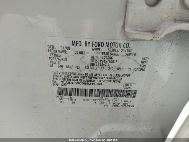 Lincoln MKX 2008 2LMDU88C08BJ16943 Image 10