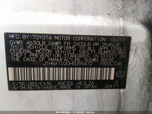 JTHBA1D20H5055472 Lexus Is Is Turbo