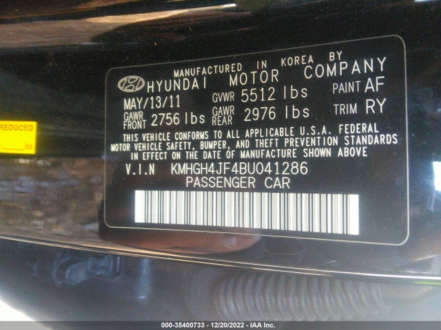 2011 HYUNDAI EQUUS SIGNATURE VIN: KMHGH4JF4BU041286